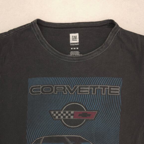 Corvette Casual Long Sleeve Crew Neck T-Shirt Adult Mens Size Medium M Black - Picture 1 of 9